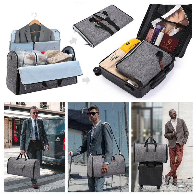 Mochila dobrável para homens de negócios, bolsa de vestuário de grande capacidade, bolsa de ombro portátil, bolsa de viagem