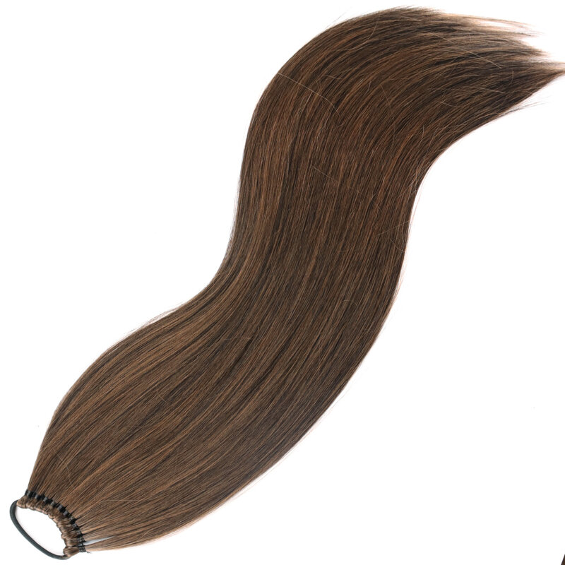 Ekstensi ekor kuda sintetis karet gelang rambut kepang ekor kuda poni 24 inci gaya rambut cokelat pirang hitam untuk wanita