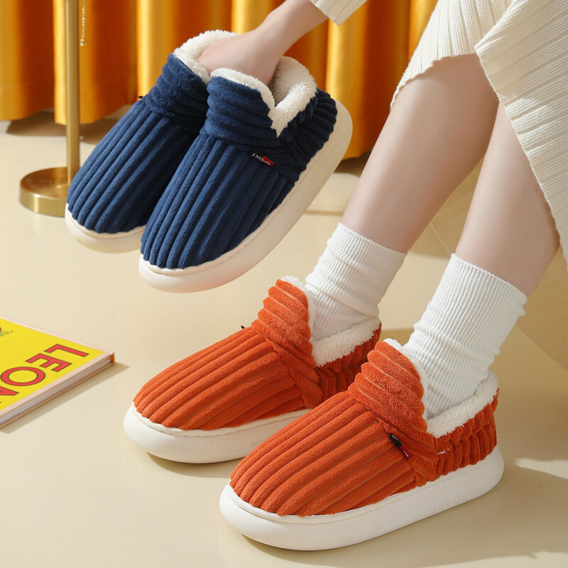 Keew-Zapatillas peludas impermeables para hombre y mujer, zapatos de algodón para interiores, botines de felpa para la nieve, Zapatillas de casa, novedad de 2023
