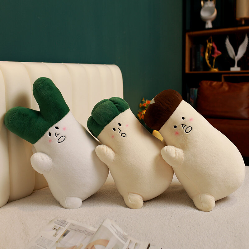 Kawaii seria małe naczynie grzyby bakłażan czosnek pluszowy rzut poduszka kreskówka miękkie zabawki dla dzieci łóżko dekoracje na sofę do domu do czytania
