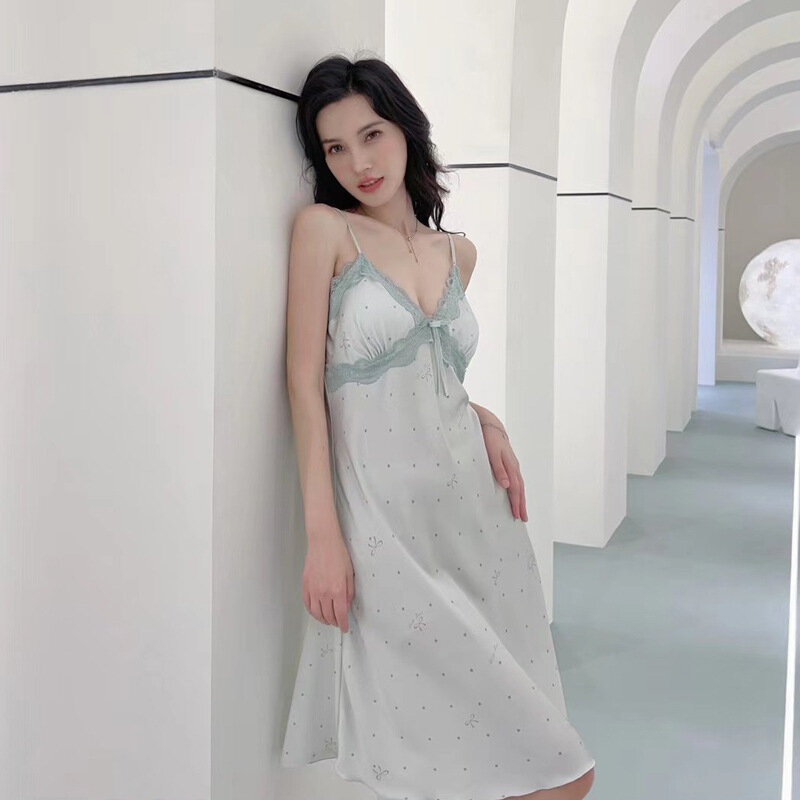 Ferdinand 2023 letnia nowa sukienka w piżamie z lodem i śniegiem z jedwabiu dla pań domowych, wygodna do pielęgnacji skóry