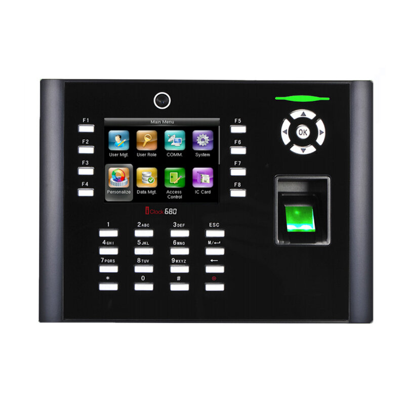 Máquina de asistencia de tiempo Iclock680, sistema de Control de acceso de puerta TCP/IP con dispositivo de cámara, grabadora, Software gratuito
