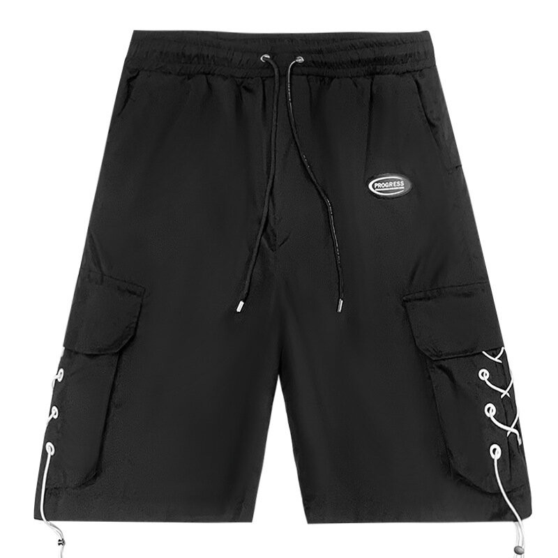 2024 Summer Men Multi-pocket Lace-up Design Tactical Cargo Shorts Y2K High Street Techwear Style Cropped Pants pantalones шорты