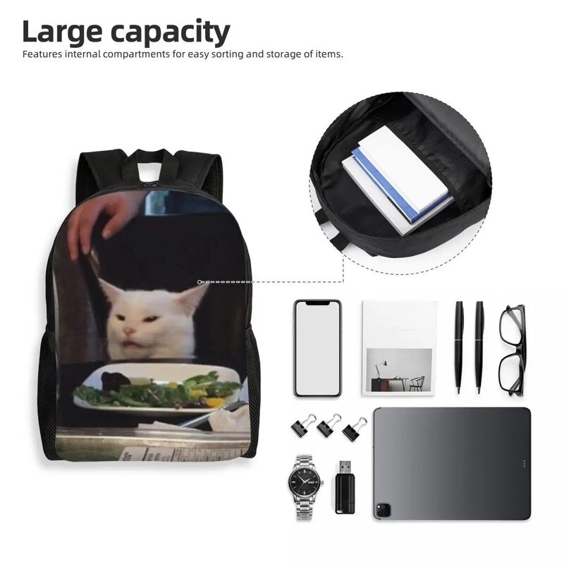 Salad Cat Meme Backpack for Men Women College School Student Bookbag Fits 15 Inch Laptop Bags
