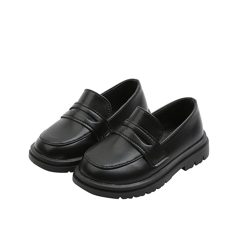 حذاء كاجوال للأطفال بنين بنات أحذية من الجلد ربيع الخريف أحذية رياضية جديدة ل 1-14y بلون الاطفال الانزلاق على حذاء أسود مسطح