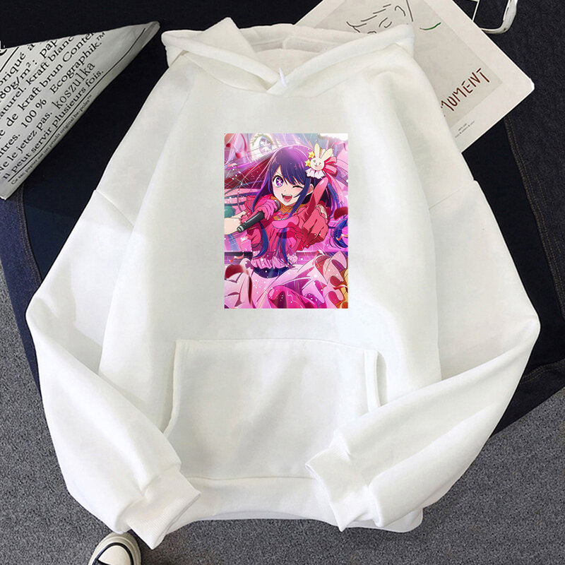 Sudadera con capucha de Anime japonés Oshi No Ko Ai HOSHINO Kawaii para mujer, Sudadera con capucha gráfica de Manga japonesa, ropa de calle negra y2k