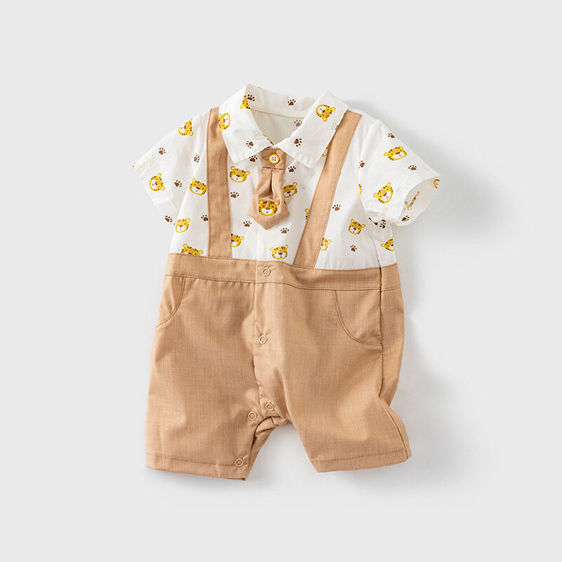 Bebê recém-nascido roupas de verão roupas menino de uma peça roupas cavalheiro macacão