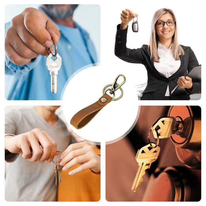 Porte-clés décoratif en cuir PU vintage, porte-clés portable, téléphone portable, sac d'école, sac à main