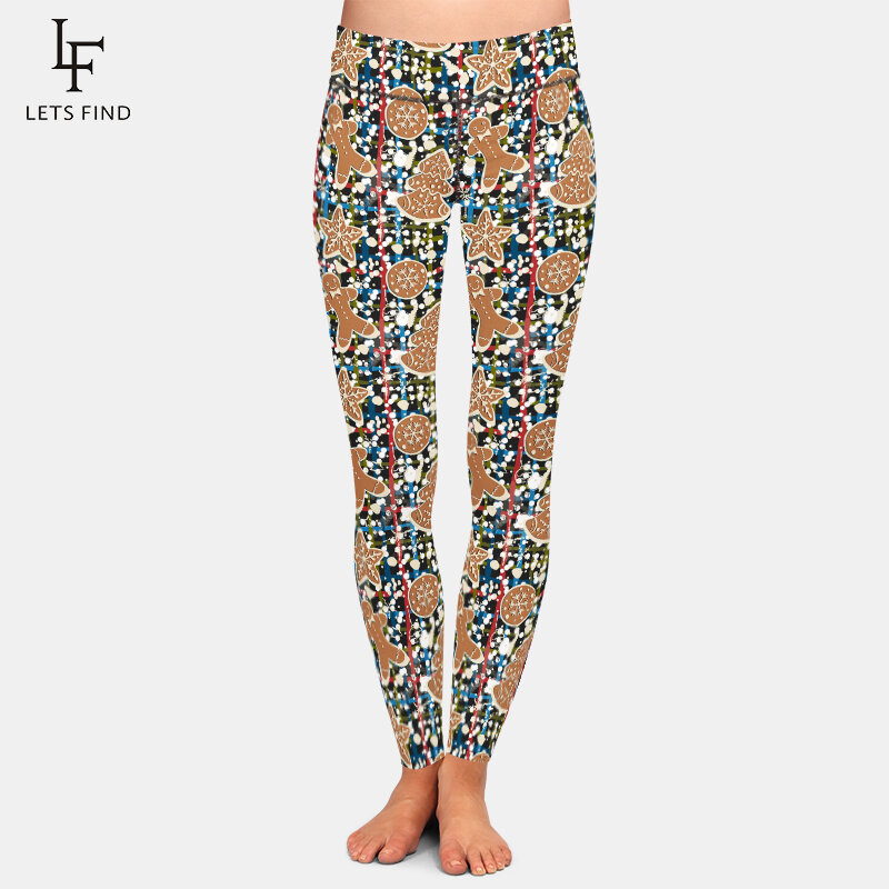 Женские штаны для фитнеса LETSFIND с высокой талией, высококачественные 3D штаны с принтом пряников и печенья, женские длинные леггинсы