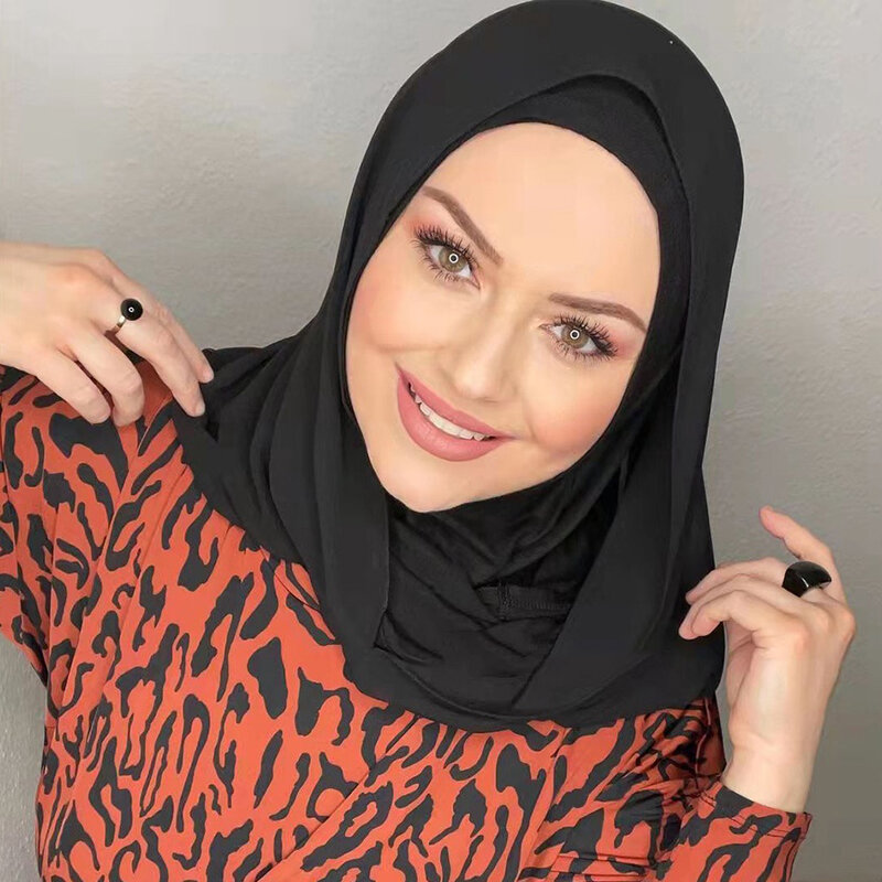 Jilbab Sifon Putih Islam Abaya Hijab untuk Wanita Abaya Jersey Syal Muslim Gaun Wanita Turban Instan Syal Kepala Selendang