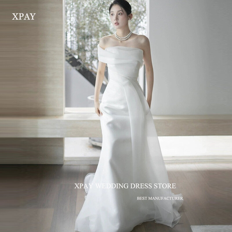 Xpay Elegante Een Schouder Zeemeermin Trouwjurken Korea Fotoshoot Off Shoulder Bruidsjurken Korset Terug Op Maat Gemaakte 2024