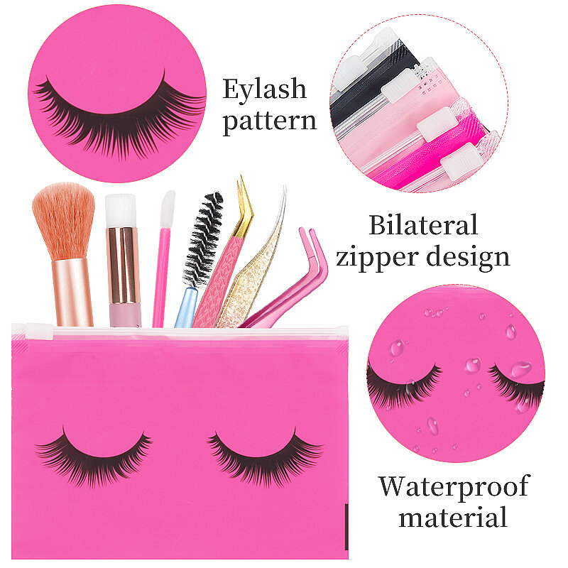 10pcs Eyelash Aftercare Bags With Zipper Toiletry Makeup Pouch Cosmetic Travel Beauty Tool Packaging Lash Extension Supplies