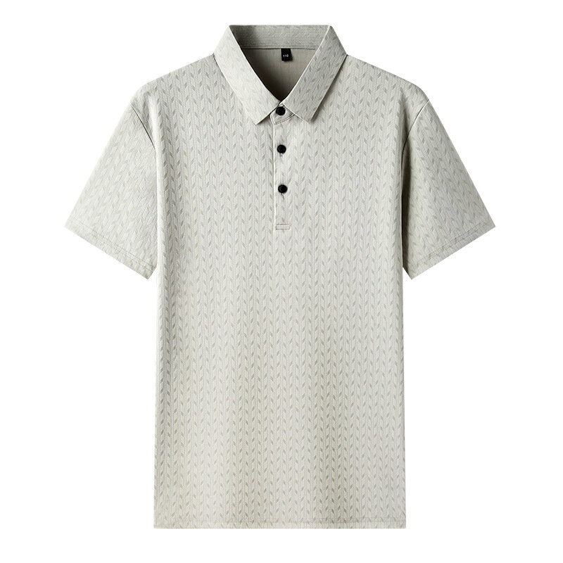 New Men's Ice Silk Short-sleeved T-shirt Men's Lapel Summer Business Casual Polo Shirt Ice Cool Silk Feeling Lapel Tops