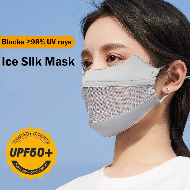 Masque de protection solaire en maille respirante pour femmes et filles, couvre-visage Ice InjFace, conduite, équitation, randonnée, chasse, course à pied, sport, extérieur