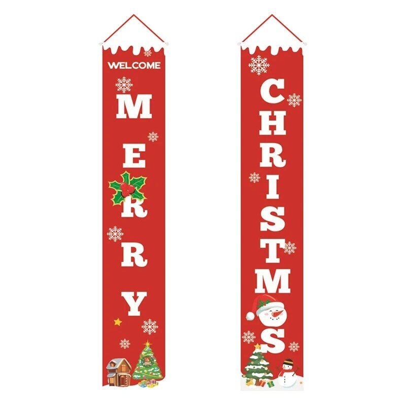 New Merry Christmas Banner Christmas Porch Fireplace Wall Signs Flag For Christmas Decorations Outdoor Indoor