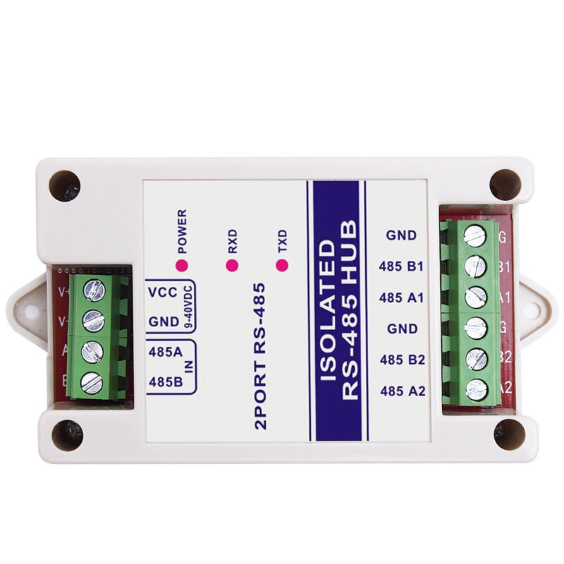 Repetidor de aislamiento fotoeléctrico, amplificador de señal Industrial RS485 Hub de 2 canales, protección contra rayos antiinterferencias, 485