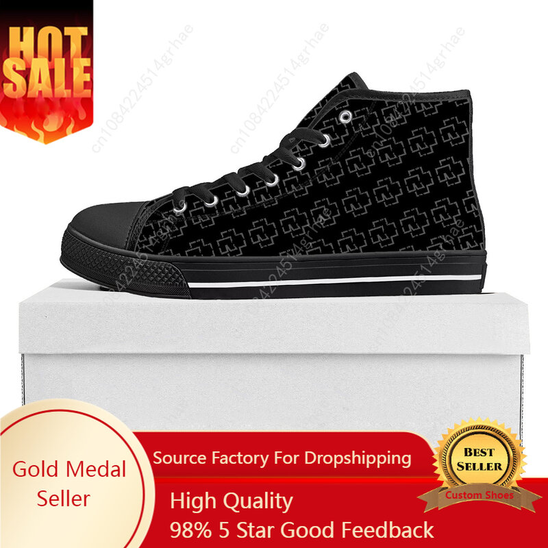 R-Rammsteinn Band High Top High Quality Sneakers Mens Womens Teenager Canvas Sneaker Casual Custom Made Shoes Customize DIY Shoe
