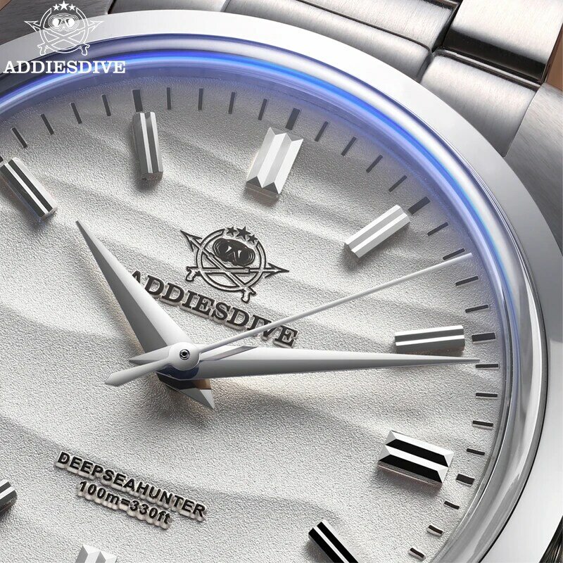 Мужские часы ADDIESDIVE, песочный циферблат, 36 мм, кварцевые часы 100 м, водонепроницаемые мужские наручные часы из нержавеющей стали 316L с покрытием AR