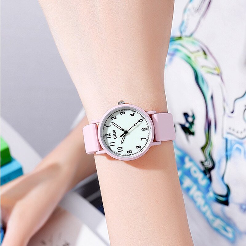 키즈 시계 핑크 실리콘 스트랩 소년 소녀 방수 학생 어린이 시계, 36mm 다이얼 쿼츠 손목 시계 새로운 2023