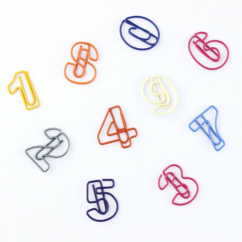 Mini pinces à papier numérique en métal, 10 pièces/lot, pinces colorées couleur bonbon pour livre, papeterie scolaire et de bureau de haute qualité