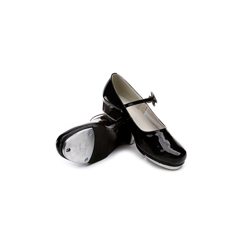 Детская танцевальная обувь для девочек и взрослых, спортивная обувь из искусственной кожи, с алюминиевым листом, с бантом, детская танцевальная обувь