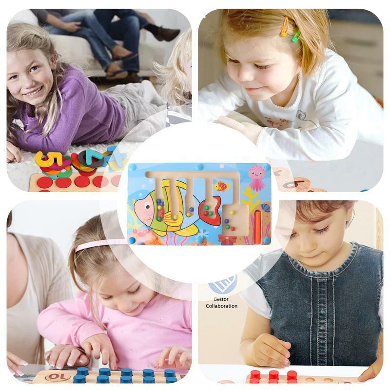 마그네틱 컬러 미로, 귀여운 만화 마그네틱 퍼즐, 경량 나무 교육용 장난감, 마그네틱 미로, 휴대용 개발