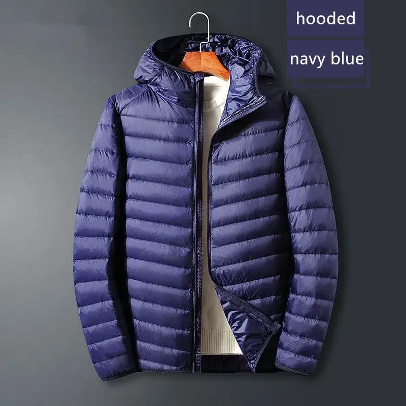 New Men's Winter Slim Down Jacket Fashionable Warm Foldable Waterproof Windproof Breathable Outerwear Big Size Men Hoodie Jacket