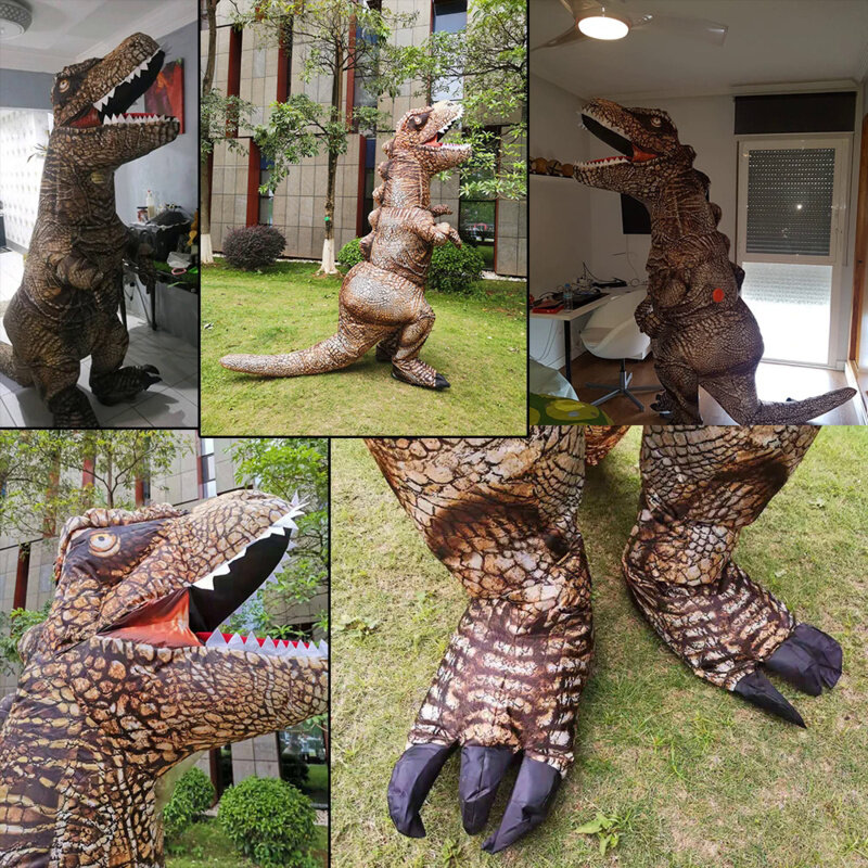 Costumes Gonflables de Dinosaure T-Rex pour Adulte, Cosplay d'Halloween, Accessoire de Jeu, Nouvelle Mascotte