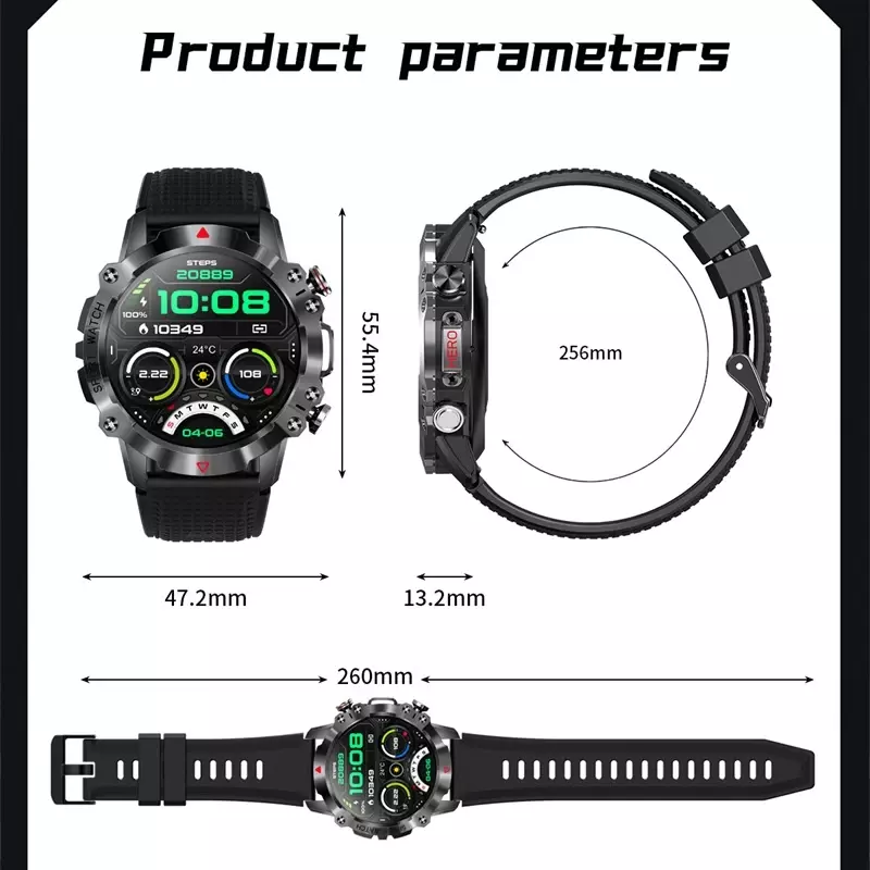 Neue Smartwatch Männer Bluetooth Anruf 1.39 "Touchscreen Sport Fitness Tracker Uhren IP68 wasserdichte Smartwatch für Android iOS