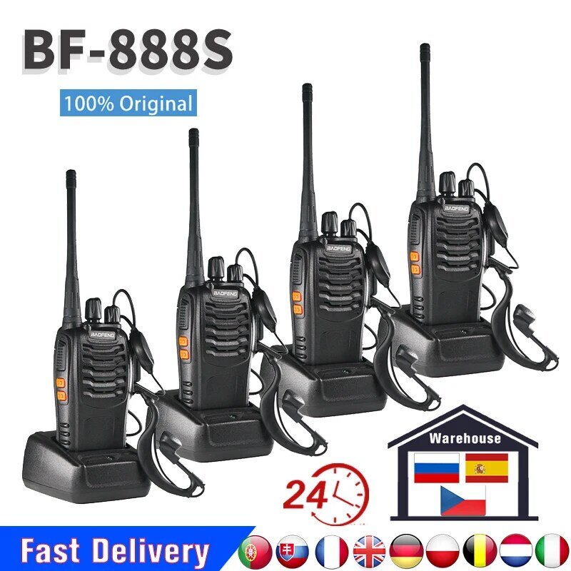 Baofeng-walkie-talkie BF888S, Original, Real, bf 888S, 5W, UHF400-470MHZ, entrega rápida desde España, Rusia, República Checa