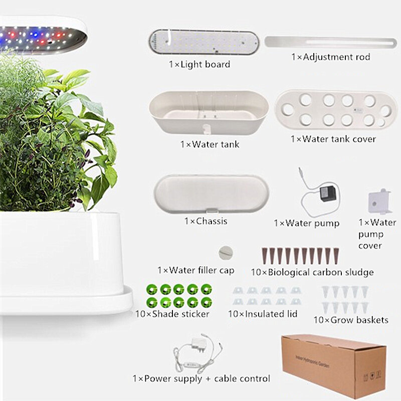 Garden Hydroponics Growing System Indoor Herb Garden Kit Automatic Timing LED Grow Lights Smart Water Pump for Home Flower Pots