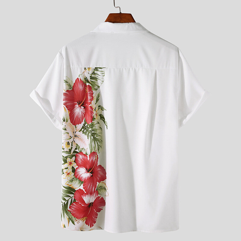 Koszula z kwiatowym nadrukiem męska na co dzień hawajska obroża z krótkim rękawem przycisk w dół koszulki dla mężczyzn w stylu Vintage M-3XL 2023 lato