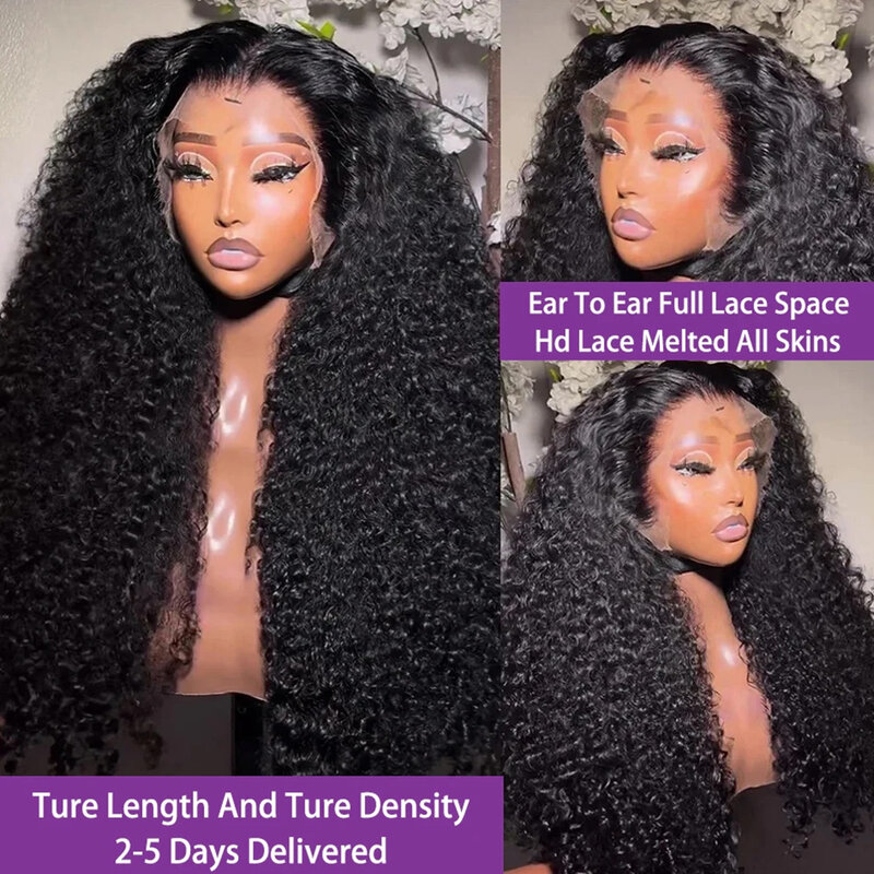 32 40 Inch 250 Density Loose Deep Wave 13x6 HD Transprent Lace Frontal Wigs Human Hair Curly 5X5 Glueless Closure Wig For Women