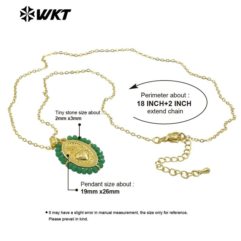 Perles de cristal colorées autour du collier en or 18 carats en laiton jaune pavé Pendentif Carimplantés au coeur fin exquis WT-MN993