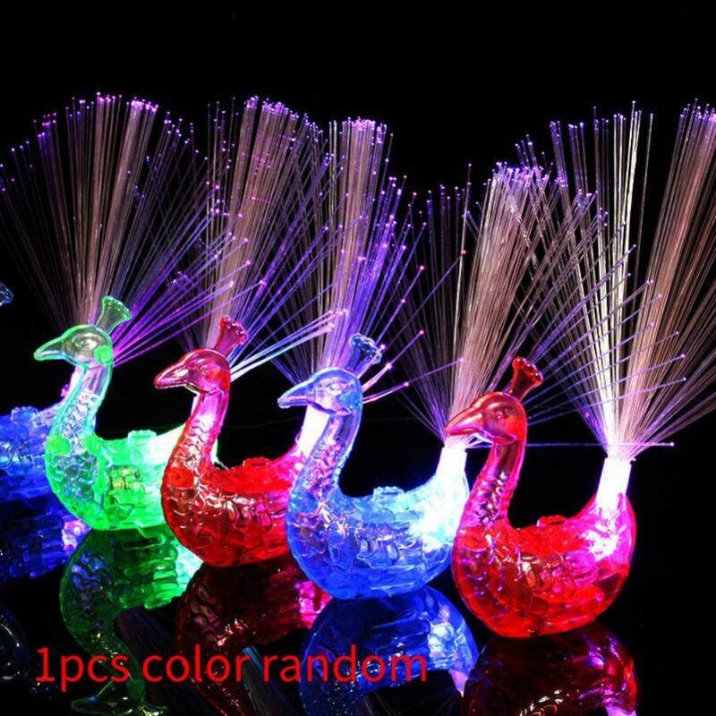 Led Light-up Rings Luminous Colorful Intelligence Toys Glowing Plastic Party Supplies Children Gift Peacock Decoration Creative