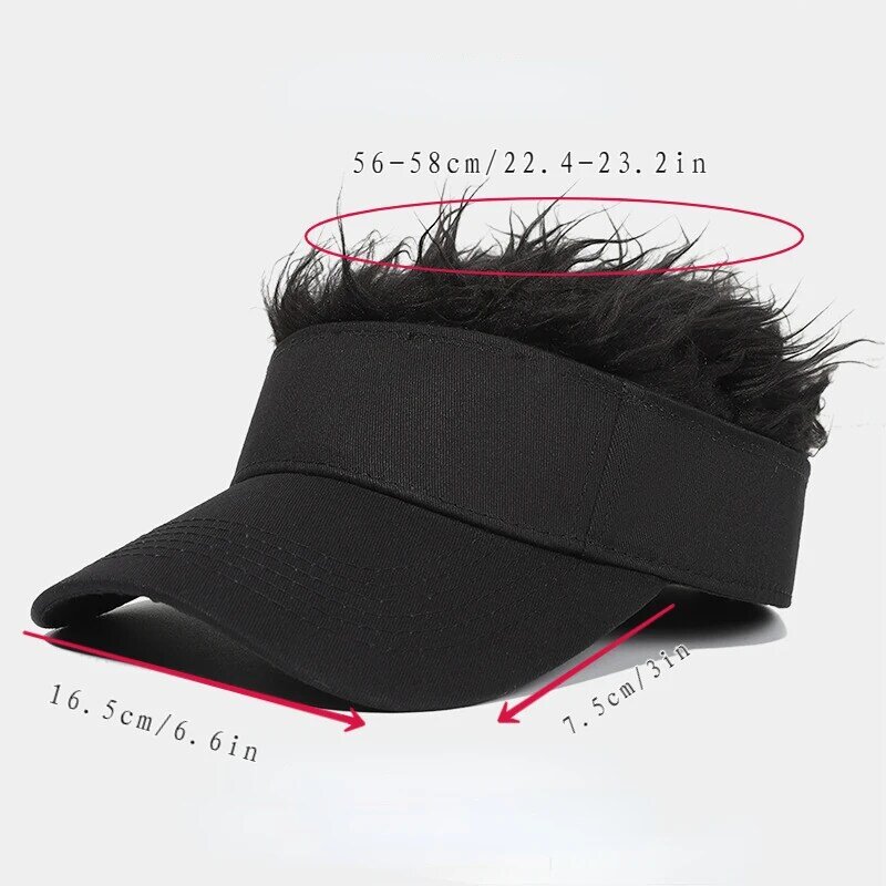 Topi bisbol Wig untuk pria wanita, topi rambut palsu runcing kasual Cosplay pelindung matahari dapat disesuaikan luar ruangan