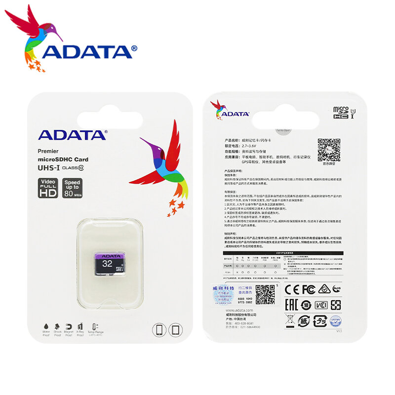 ADATA kartu memori kelas 10, mikro SD asli 16GB 32GB 64GB, kualitas tinggi untuk ponsel