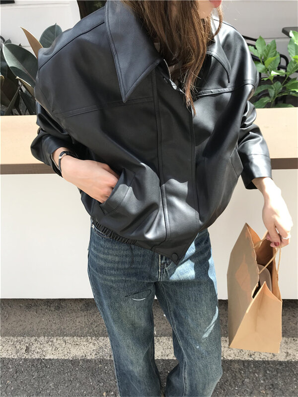 Женская Повседневная куртка Alien Kitty, однотонная приталенная офисная куртка из искусственной кожи, в стиле ретро, осень 2023