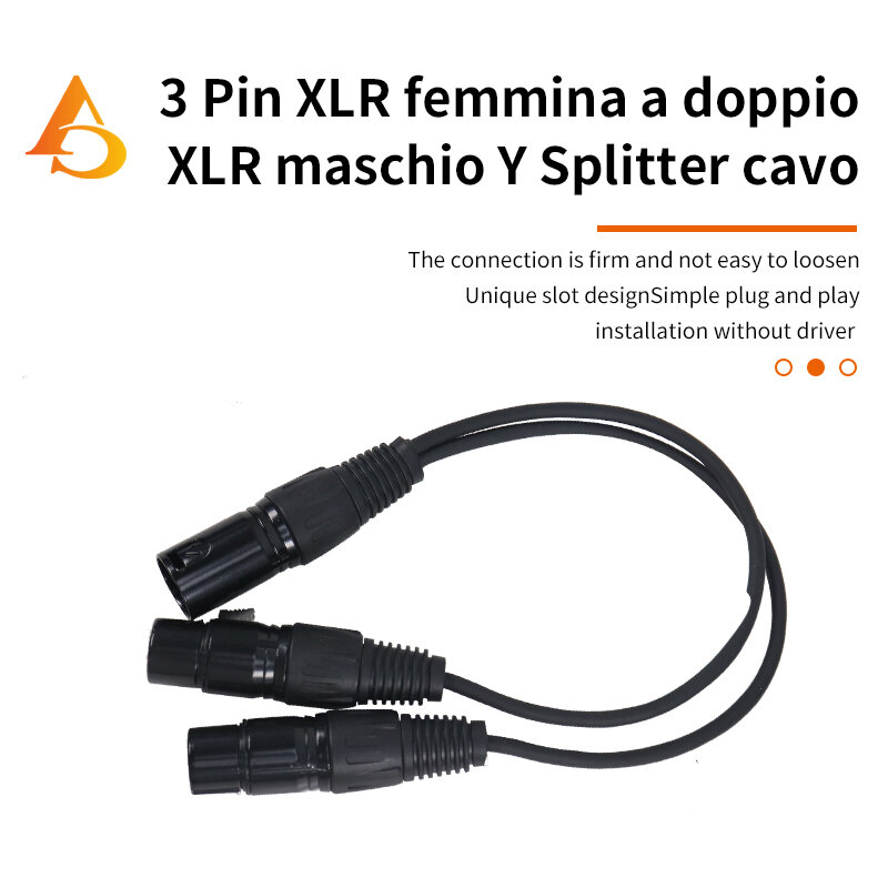 35/60cm XLR femmina doppia linea Audio maschio XLR  femmina due maschio 3 PIN cavo Audio XLR Y-Split maschio 3Pin Cannon Spliter