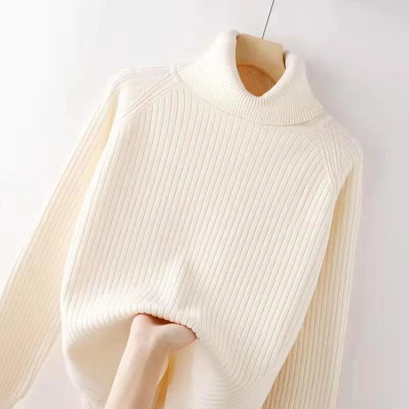 Kaszmirowy pulower sweter z golfem kobiety 2023 jesienno-zimowe ubrania sweter damski Pull Femme Hiver podstawowe ciepłe dzianinowe swetry