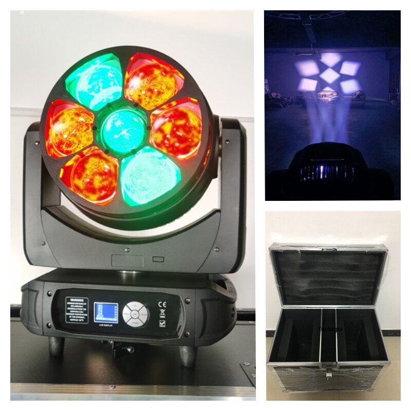 6 pieces with case 7 Eyes DMX Rotating 7x60W rgbw 4in1 LED Pixel Lyre Beam Wash Zoom Mini Moving Head Light