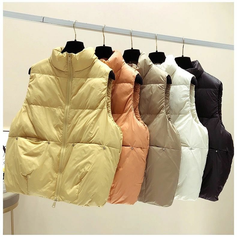 Manteau court en duvet de canard blanc ultra léger pour femme, manteau en fibre, col debout, coupe-vent et chaud, 2024, B313