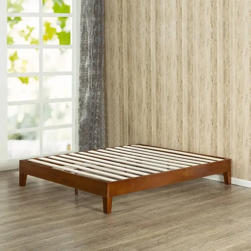 Marco de cama de doble tamaño, marco de cama de plataforma de madera de lujo, marco de cama de doble tamaño