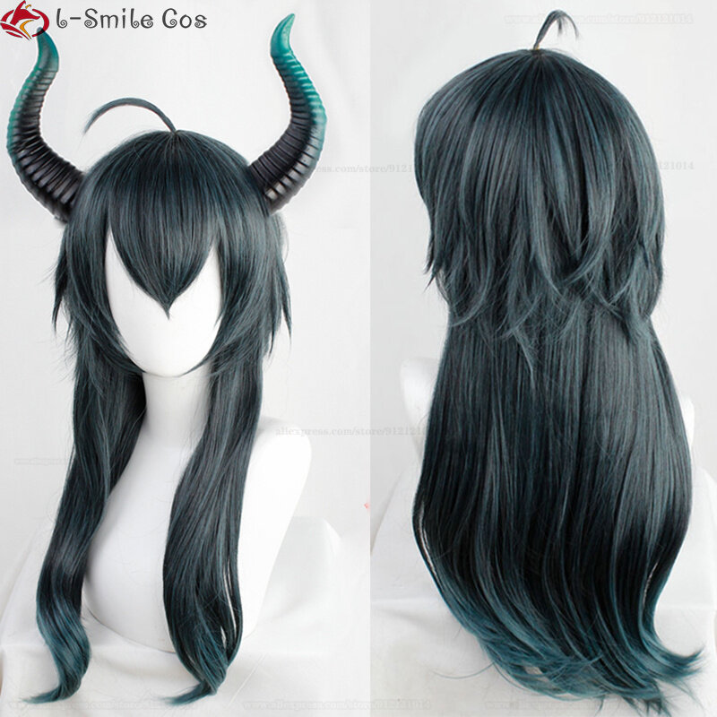 Anime MALLEUS DRACQMA parrucca Cosplay 55cm capelli lunghi con corno parrucche sintetiche resistenti al calore + cappuccio parrucca
