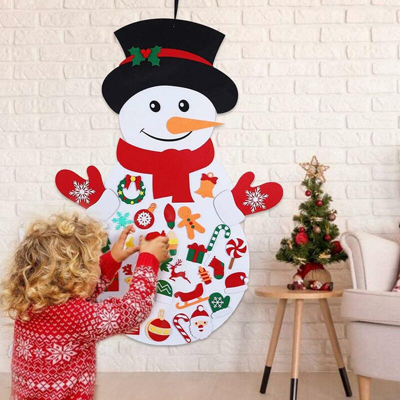 Diy feltro boneco de neve decorações de natal ano novo suprimentos de festa presentes de natal