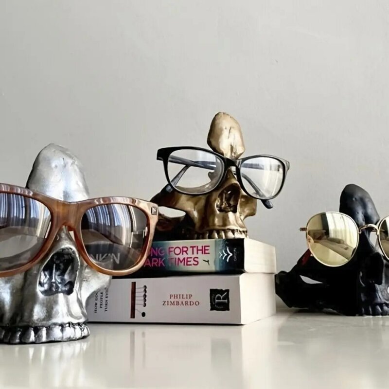 Resina Crânio Óculos Display Stand, Óculos Titular, Ornamento, Decoração Do Dia Das Bruxas, Home Gift