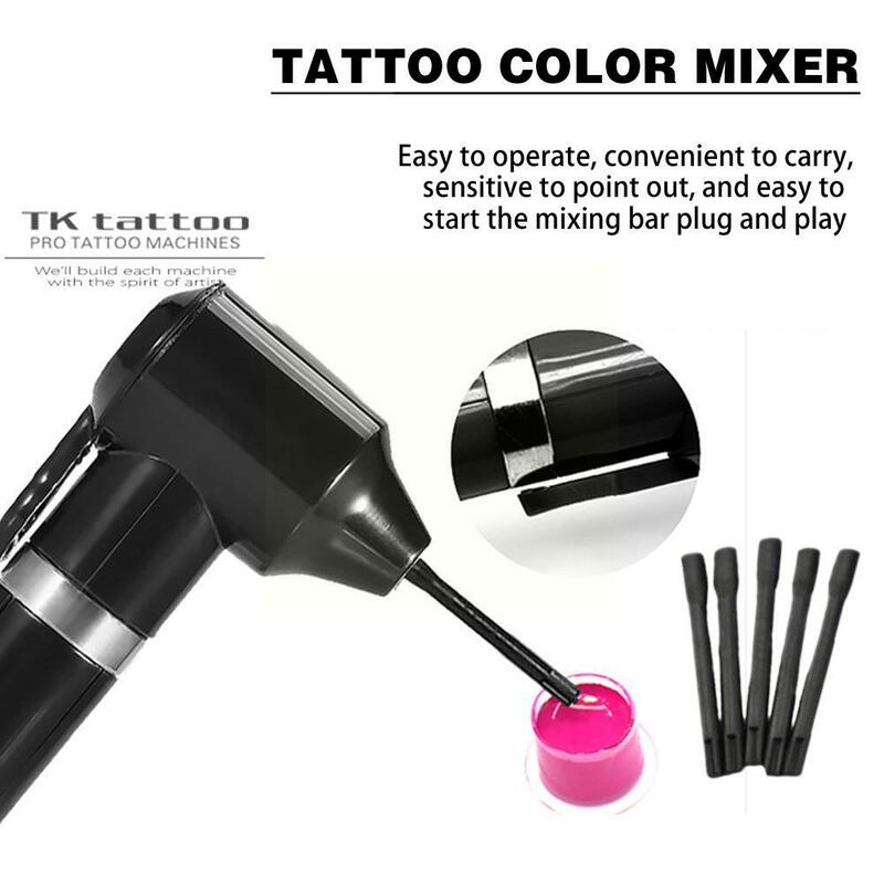 Pigmento tatuagem preta elétrica e misturador de tinta, Tattoo Agitador, Fornecer com Art Machine, Acessórios para ferramentas, 5 Sticks, B0H0
