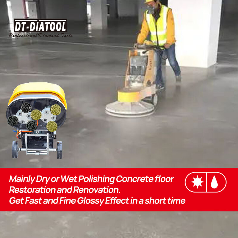 DT-DIATOOL 6pcs dia 100mm/4 "mix grão engrossado almofada de polimento de concreto resina bond diamante lixar discos de concreto piso renovar pad