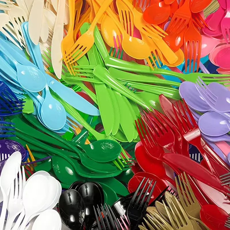 10/20/30/50 PCS kolorowe jednorazowe zastawy stołowe wysokiej jakości widelec-nóż-łyżka urodziny rodzinne materiały do zbierania hurtowych