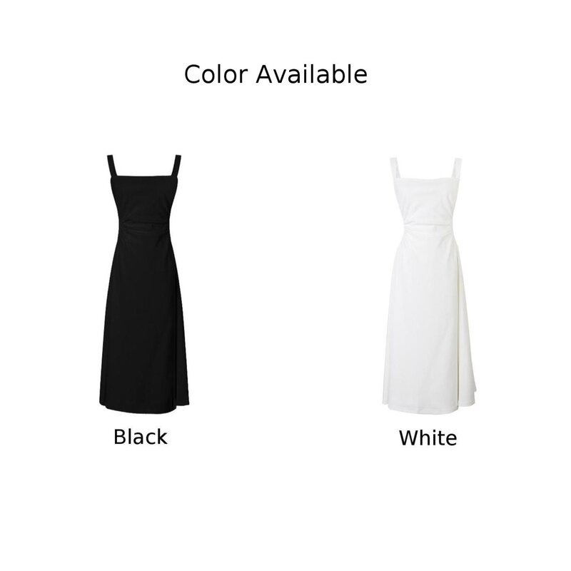 Women\'s Elegant Spaghetti Strap Midi Dress Bow Square Collar A-line Lady Wedding Outfits Hollow Out Vintage Maxi Summer New